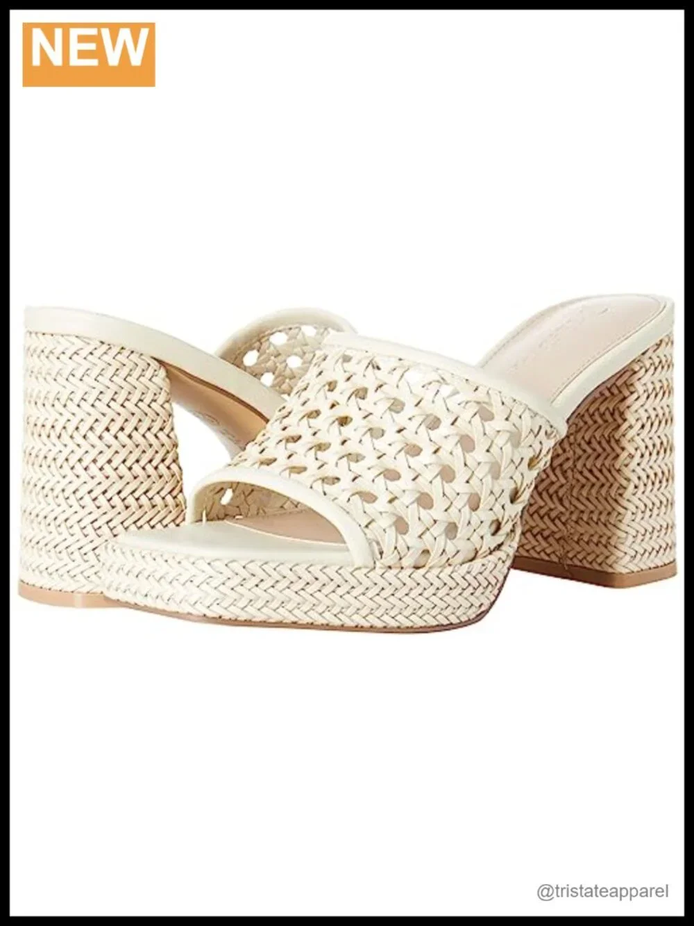 Woven Platform Heeled Sandals 3.6 Inch Padded Footbed Slip On Casual